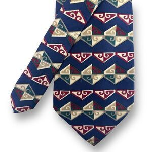 Vintage AKA Eddie Bauer Men's 100% Silk‎ Necktie Retro 80's Geometric Print